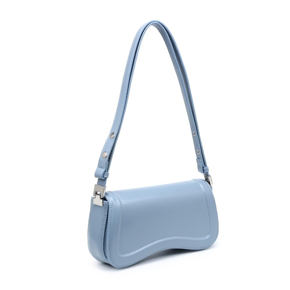 Classic Women's Max Light Blue Smooth Leather Shoulder Bag - Picture 5 of 9
